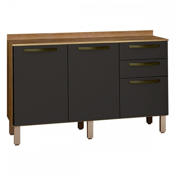 Balcão De Cozinha Valencia 3 Portas 2 Gavetas Carvalho/grafit