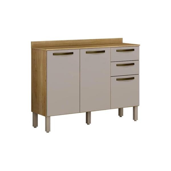 Balcão De Cozinha Valência 3 Portas 2 Gavetas Sallêto Carvalh