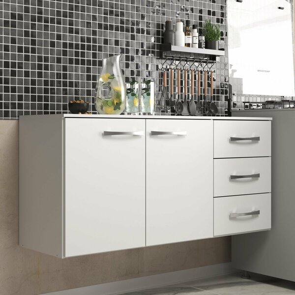 Balcão De Cozinha Veneza Tampo 3 Gavetas 2 Portas Branco