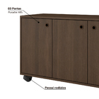 Balcão De Escritório 3 Portas Com Rodízios Bho 25 - Tabaco