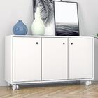 Balcão De Escritório 3 Portas Com Rodízios - Branco