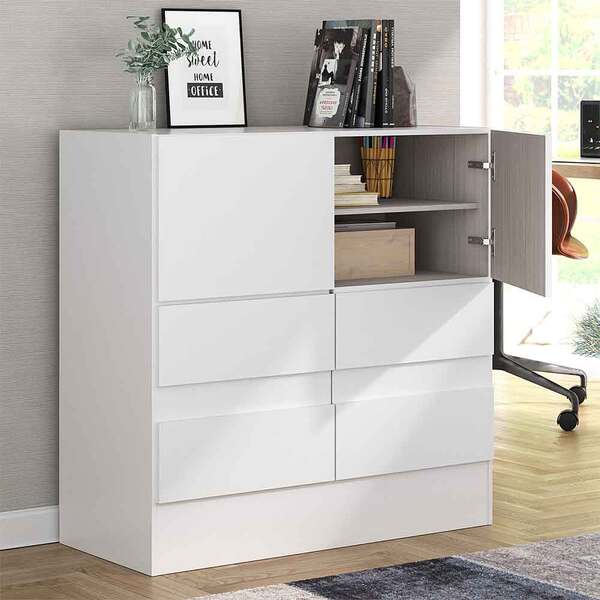 Balcão De Escritório Arturo 2 Portas 4 Gavetas Branco - Movil