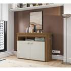 Balcão De Escritório Com Mesa Retrátil Delicato Freijó E Cinz