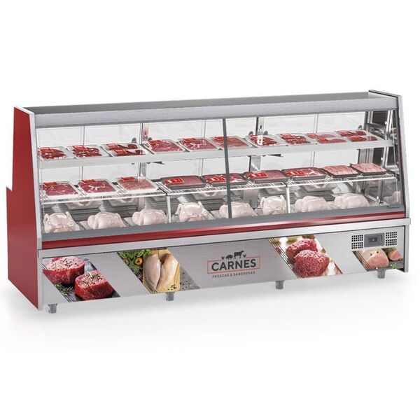 Balcão De Frios E Avícola  Aquecidos 3mt Grta300a Vermelho Ge