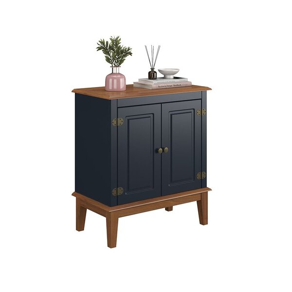 Balcão De Madeira Maciça 2 Portas Azul Petróleo
