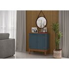 Balcão De Madeira Maciça 2 Portas Azul Petróleo