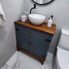 Balcão De Madeira Maciça 2 Portas Cinza