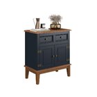 Balcão De Madeira Maciça 2 Portas E 2 Gavetas Azul Petróleo