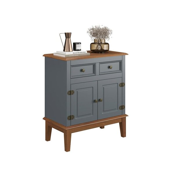 Balcão De Madeira Maciça 2 Portas E 2 Gavetas Cinza