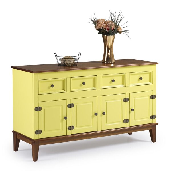 Balcão De Madeira Maciça 4 Portas E 4 Gavetas Amarelo Lemon