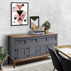 Balcão De Madeira Maciça 4 Portas E 4 Gavetas Cinza