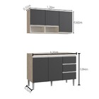 Balcão De Pia 1,20 Sem Tampo + Armário Aéreo Athena Crema Gra