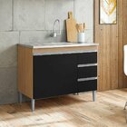 Balcão De Pia 100 Cm Sem Tampo 2 Portas 3 Gavetas Adriana Amê