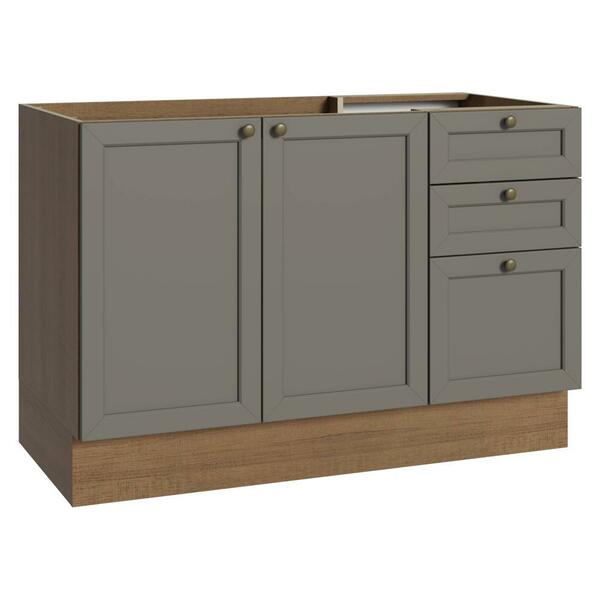 Balcão De Pia 120 Cm 2 Portas 3 Gavetas (sem Tampo) Rustic/ci