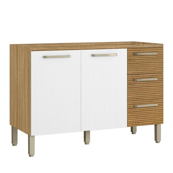 Balcão De Pia 120 Cm 2 Portas 3 Gavetas Sem Tampo Amestita Ki