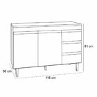 Balcão De Pia 120 Cm Sem Tampo 2 Portas E 3 Gavetas Adriana A