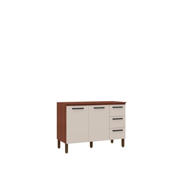 Balcão De Pia 120cm 2 Portas 3 Gavetas C/tampo Off White