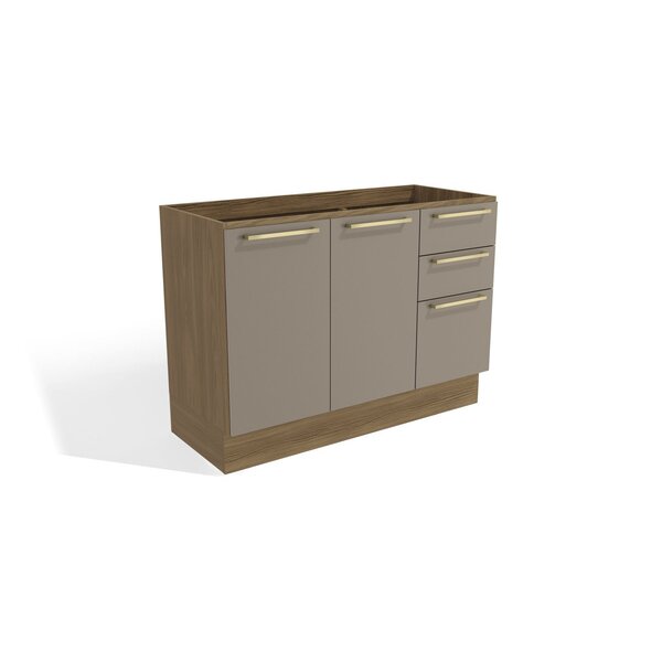 Balcão De Pia 120cm 2 Portas 3 Gavetas Nogueira/fendi