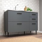 Balcão De Pia 120cm 3 Portas 2 Gavetas Barbara Grafite