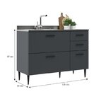 Balcão De Pia 120cm 3 Portas 2 Gavetas Barbara Grafite