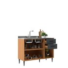 Balcão De Pia 120cm 3 Portas 2 Gavetas Flora Angelin/grafite