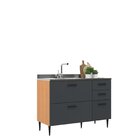 Balcão De Pia 120cm 3 Portas 2 Gavetas Flora Angelin/grafite