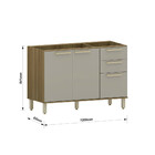 Balcão De Pia 120cm 3 Portas E 2 Gavetas Sem Tampo Isis Lucia