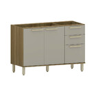 Balcão De Pia 120cm 3 Portas E 2 Gavetas Sem Tampo Isis Lucia