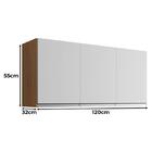 Balcão De Pia 120cm E Armário Aéreo Andreia Amêndoa Branco -