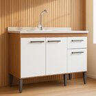 Balcão De Pia 120cm Realeza 3 Portas E 1 Gaveta Branco