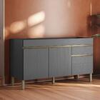 Balcão De Pia 150 Cm 3 Portas E 1 Gaveta S/tampo Cinza