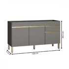 Balcão De Pia 150 Cm 3 Portas E 1 Gaveta S/tampo Cinza