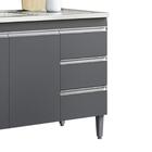 Balcão De Pia 150 Cm Adriana 3 Portas 3 Gavetas Cinza
