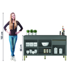 Balcão De Pia 150cm 3 Portas 1 Gaveta C/tampo Cinza