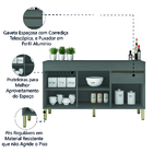 Balcão De Pia 150cm 3 Portas 1 Gaveta C/tampo Cinza