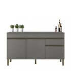 Balcão De Pia 150cm 3 Portas 1 Gaveta C/tampo Cinza