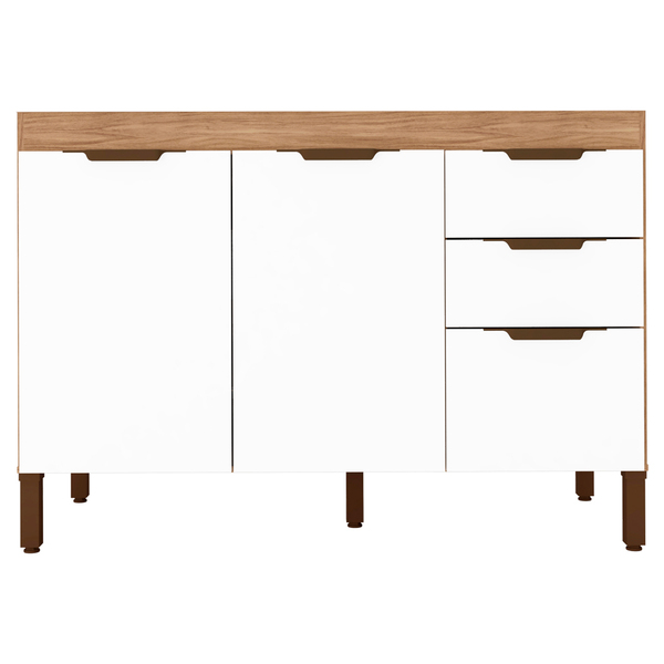 Balcão De Pia 1 20m Com 3 Portas E 2 Gavetas Sem Tampo Milena