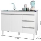 Balcão De Pia 2 Portas 3 Gavetas 119cm Karen Sem Tampo Branco
