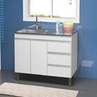 Balcão De Pia 2 Portas 3 Gavetas 99cm Sem Tampo Karen Branco