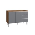 Balcão De Pia 3 Gavetas 2 Portas Athena Freijó/cinza