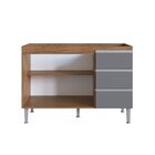 Balcão De Pia 3 Gavetas 2 Portas Athena Freijó/cinza