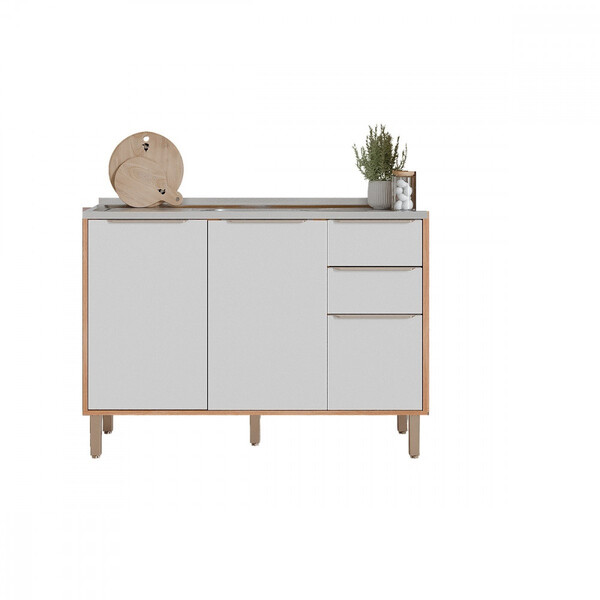 Balcão De Pia 3 Portas 2 Gavetas 120cm Sem Pia 100 Mdf Diva M