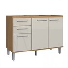 Balcão De Pia 3 Portas 2 Gavetas Gaia  Naturalle/cristalo