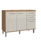 Balcão De Pia 3 Portas 2 Gavetas Gaia  Naturalle/cristalo