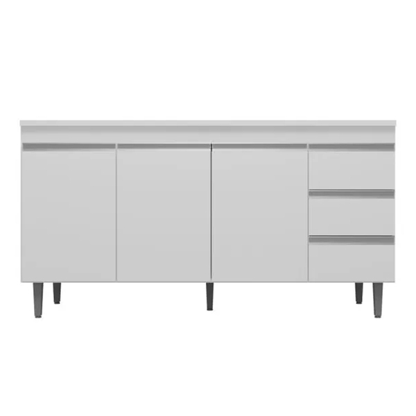 Balcão De Pia 3 Portas Andréia 150 Cm Branco Sem Tampo Ajl Mó