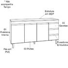 Balcão De Pia 3 Portas Andréia 160 Cm Preto 1826 Ajl Móveis