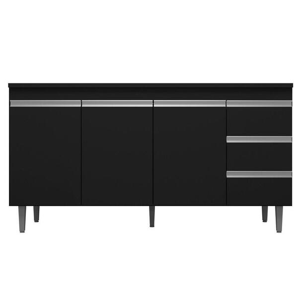 Balcão De Pia 3 Portas Andréia 160 Cm Preto 1826 Ajl Móveis