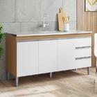 Balcão De Pia Ambiente Andréia 150cm Amêndoa Branco - Ajl