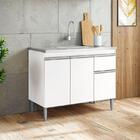 Balcão De Pia Ambiente Tatiane 100cm Branco Brilho - Ajl