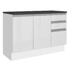 Balcão De Pia Armário De Cozinha 100% Mdf 120 Cm 3 Portas E 2